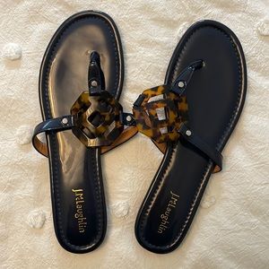 J.McLaughlin Navy and Tortoise Flip Flops